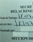 Comprobante para reclamo de autentica